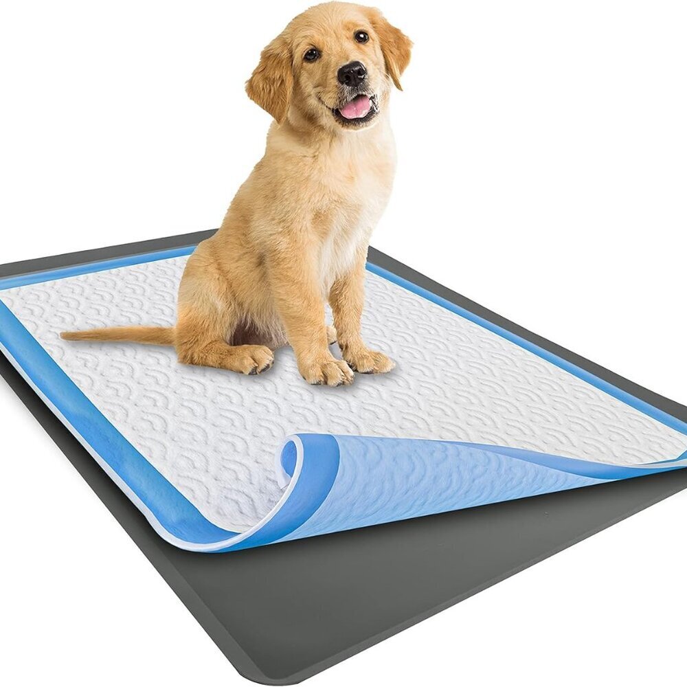 TidyFriend Pee Pad Holder Tray for 28 x 34 Inches Peepad, Silicone Dog Potty Tra